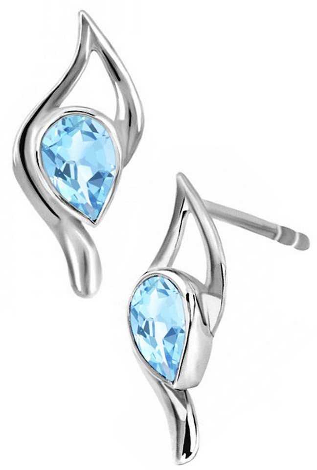 Limana Paar Ohrstecker echter blauer Topas Edelstein 925 Silber Ohrringe (mit Herz Gravur Dose), Schmuck für jeden Tag Geschenk für Frauen Damen Freundin Ehefrau Oma von Limana