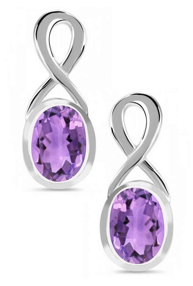 Limana Paar Ohrstecker echter lila Amethyst Edelstein Stein 925 Sterling Silber Unendlichkeit (inkl. Herz Geschenk Dose), Damen Idee Geschenk für Frauen Mutter Schmuck für jeden Tag von Limana