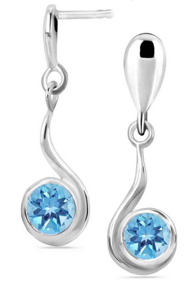 Limana Paar Ohrstecker echter blauer Topas Edelstein 925 Sterling Silber hängende Ohrringe (inkl. Herz Gravur Dose), Ohrhänger für jeden Tag Geschenk für Frauen Damen Freundin Ehefrau Oma von Limana