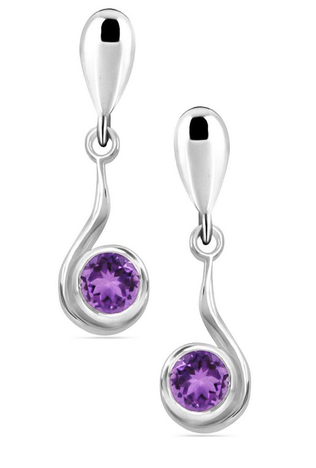 Limana Paar Ohrstecker echter lila Amethyst Edelstein 925 Sterling Silber hängende Ohrringe (inkl. Herz Dose), Ohrhänger für jeden Tag Geschenk für Frauen Damen Freundin Ehefrau Oma von Limana