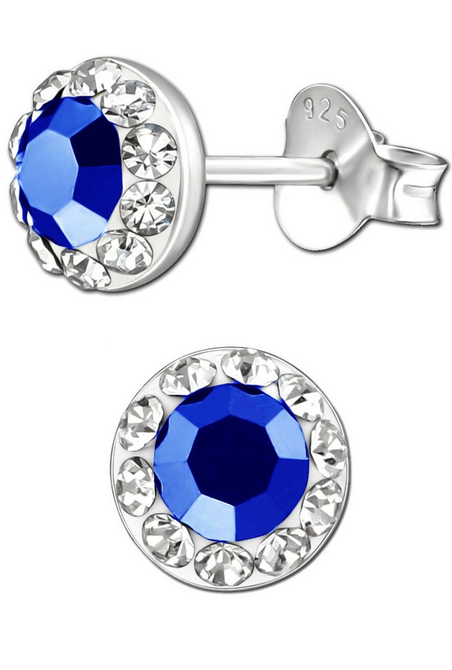 Limana Paar Ohrstecker Damen Mädchen Ohrringe 925 Silber kleine 6mm runde blaue Zirkonia, Damenohrringe für jeden Tag von Limana