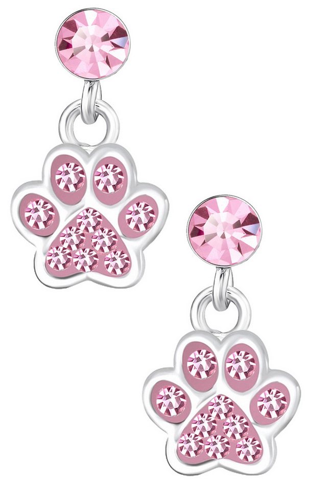 Limana Paar Ohrstecker Kinder Mädchen Ohrringe 925 Silber rosa hängende Kinderohrringe Pfote, Geschenkidee Geschenk Idee Kleinkind von Limana
