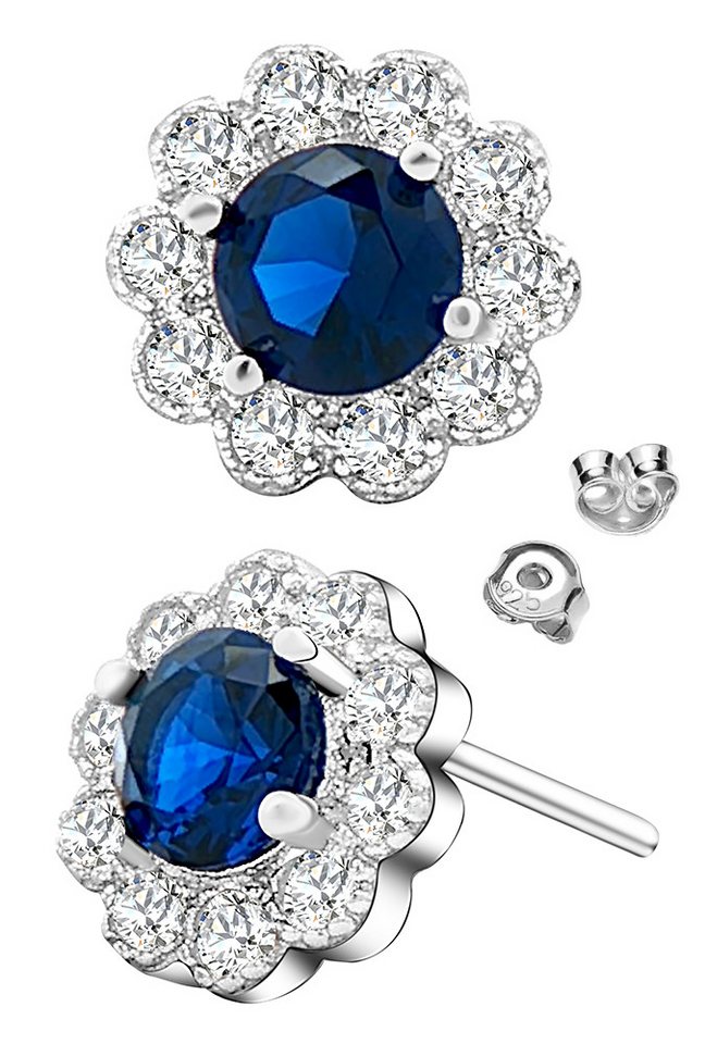 Limana Paar Ohrstecker runde kleine 925 Silber blau Ohrringe Schmuck für Frauen Damen Mutter (Weihnachtsgeschenk, Silberschmuck inkl. Dose), Weihnachten Geburtstag Muttertag Geschenk für Ehefrau Freundin Oma von Limana