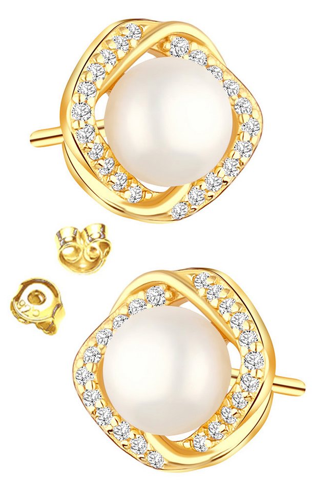 Limana Perlenohrringe Ohrringe 925 Silber Süßwasserperlen gold Frauen Damen Freundin (inkl. Schmuckbox), Geschenk Valentinstag Jahrestag Weihnachten Geburtstag Muttertag Oma von Limana