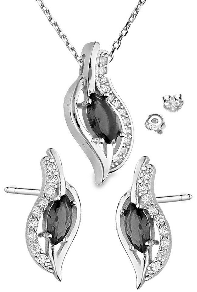 Limana Schmuckset 925 Silber Kette mit Ohrringe Ohrstecker Halskette Anhänger Set (inkl. Schmuckbox mit Herz), Geschenkset Idee Geschenk für Sie Frauen Damen Freundin Mutter von Limana