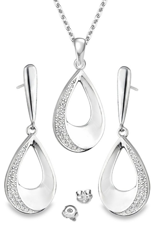 Limana Schmuckset 925 Sterling Silber Kette hängende Ohrringe Ohrstecker Anhänger (inkl. Schmuckbox mit Herz "Für Dich" Gravur), Geschenk Set Geschenkset Idee für Sie Frauen Damen Freundin Mutter von Limana