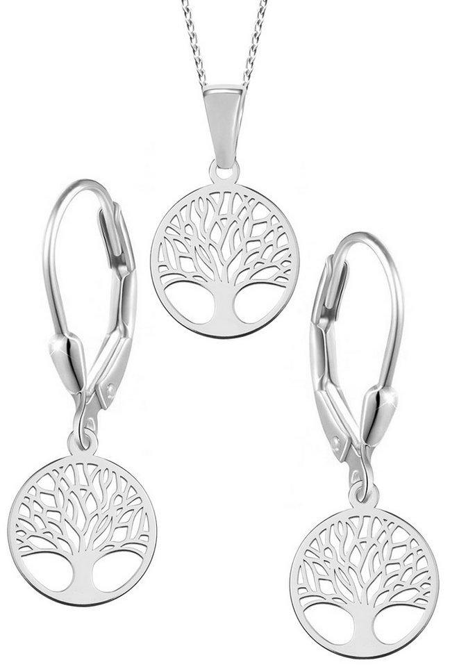 Limana Schmuckset Damen Set 925 Silber Baum des Lebens Kette mit Ohrringe, Frauen Halskette mit Ohrhänger Lebensbaum Echtschmuck von Limana