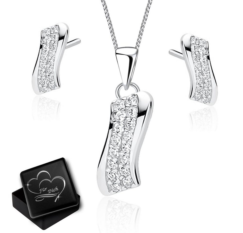 Limana Schmuckset Damen Frauen echt 925 Sterling Silber Ohrstecker Ohrringe mit Kette, Halskette Geschenkidee Geschenkset für jeden Tag Büro von Limana