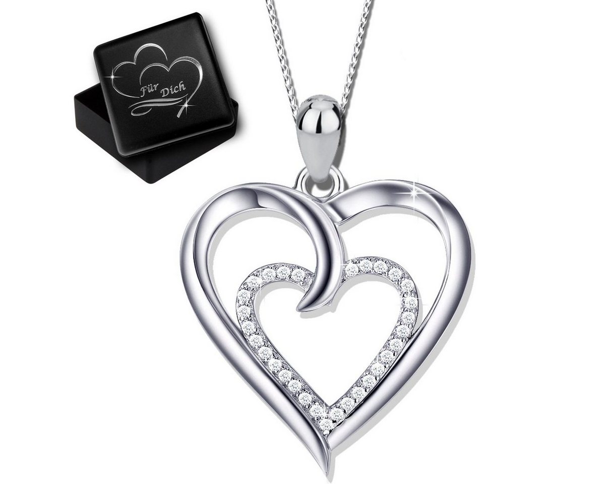 Limana Silberkette Damen Herzkette 925 Sterling Silber Kette mit Herz Anhänger Liebe (inkl. Gravur Herz Geschenkdose), Herzanhänger Liebesgeschenk Geschenkidee Freundin Frau von Limana