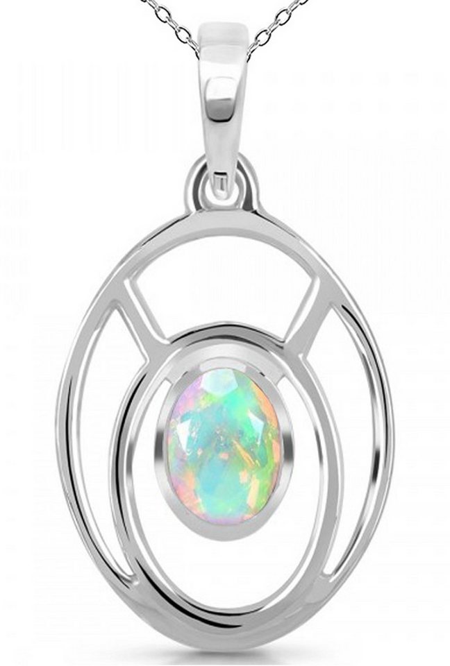Limana Kette mit Anhänger echter Opal Edelstein 925 Sterling Silber Halskette (inkl. Herz Geschenkdose), Frauenkette Geschenk für Frauen Damen Ehefrau Freundin Mutter von Limana
