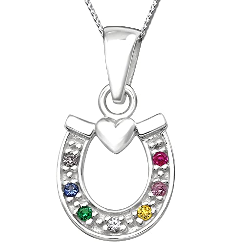 Limana Mädchen Damen Halskette echt 925 Sterling Silber 40-45cm Pferde Hufeisen Herz Kinder von Limana