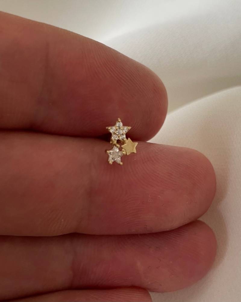 9 Karat Gold Cz Star Cluster Ohrstecker Helix Knorpel Schraubverschluss von LimaniLondon