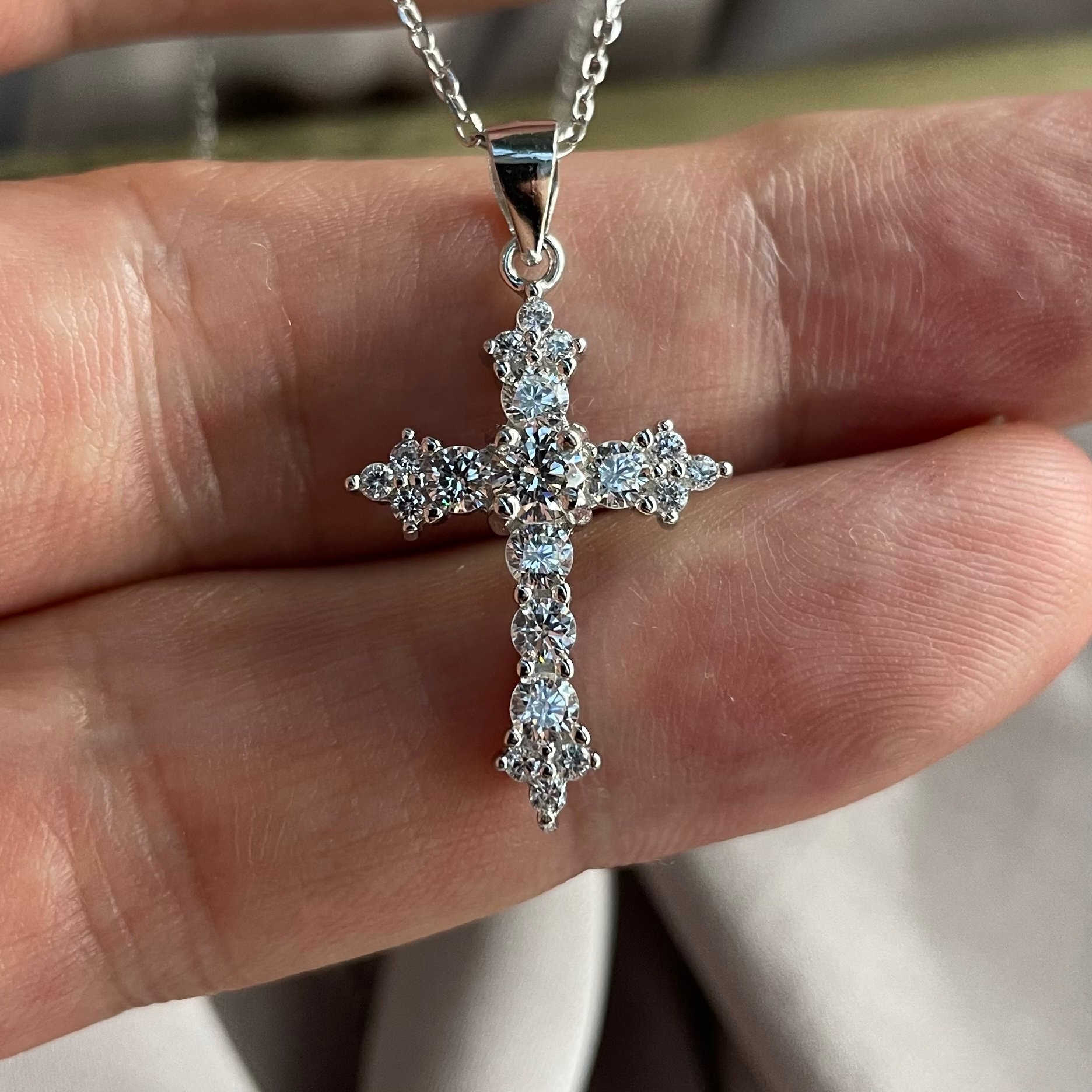 Rundschliff Erstellt Diamant 925 Sterling Silber Kreuz Anhänger Halskette Lesen Sie Die Vollständige Beschreibung Dieses Steins in Der Auflistung von LimaniLondon