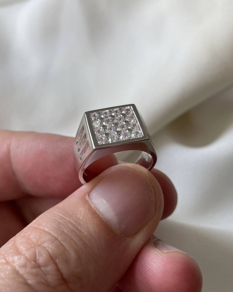 Sterling Silber Herren Cz Stein Set Ring - Geschenkbox von LimaniLondon