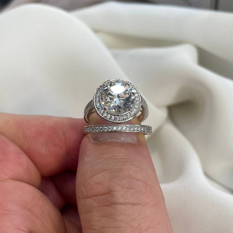 sterling Silber Versprechen Ring Set 3.5Ct Runde Erstellt Diamant Verlobungsring von LimaniLondon