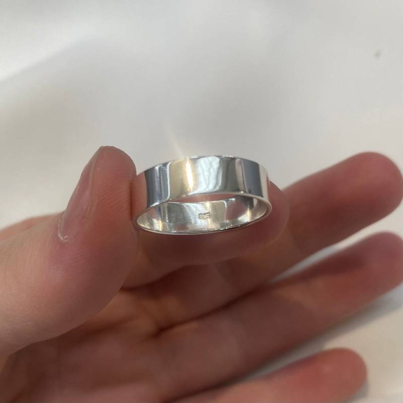 sterling Silver Plain Band Ehering 6mm Breit Größen R T U X Z von LimaniLondon