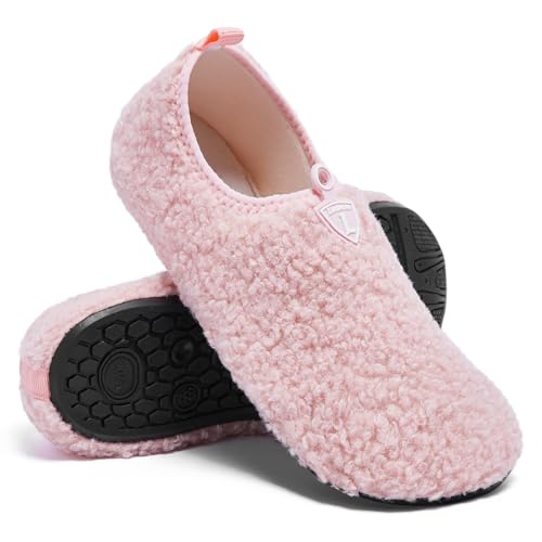 Limberun Frauen Männer Hausschuhe Innen Winter Leichtgewicht Gemütlich Warm Hausschuhe Wandern Garten Anti-Rutsch Leichte Schlafzimmer Barfuß Socken Rosa 40/41 von Limberun