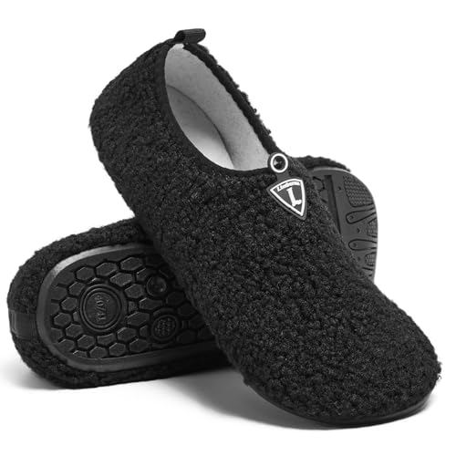 Limberun Frauen Männer Pantoffeln Haus Anti-Rutsch-Leichtgewicht Barfuß Indoor Schlafzimmer Socken Gemütlich Warm Winter Wandern Garten Hausschuhe Schwarz 40/41 von Limberun