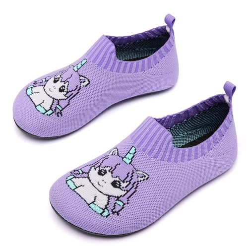 Limberun Hausschuhe Kinder Slippers Mädchen Junge Pantoffeln Jungen lauflernschuhe mädchen baby schuhe Unicorn/Purple 22/23 von Limberun