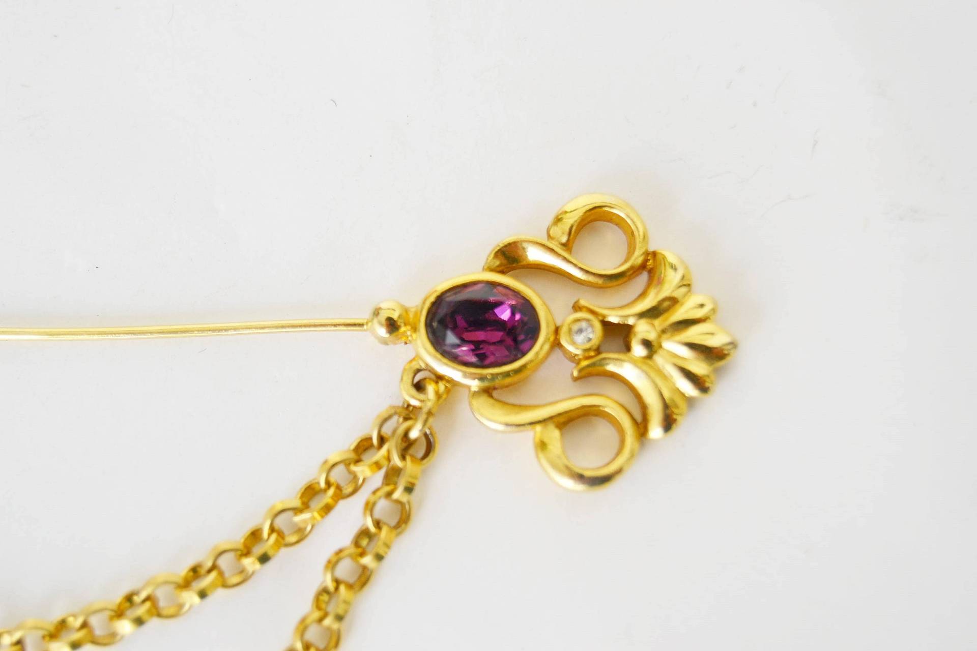 Vintage Gold Blumen Brosche Schmuck Pin Baumeln Kette Vintage Gold Blumen Brosche Schmuck Pin Baumeln Kette von Limbhad