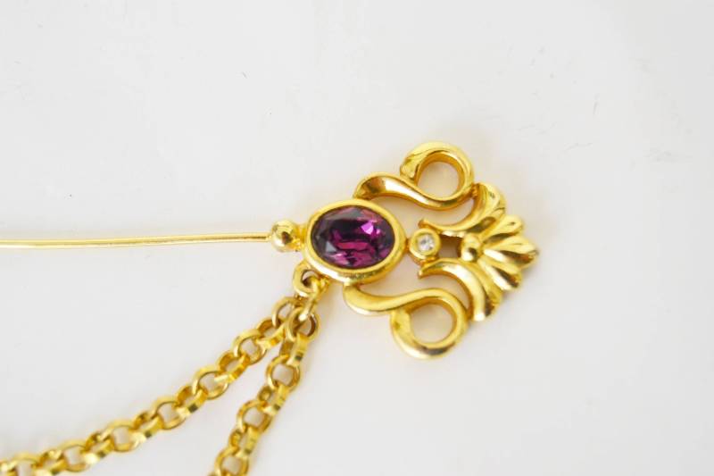 Vintage Gold Blumen Brosche Schmuck Pin Baumeln Kette Vintage Gold Blumen Brosche Schmuck Pin Baumeln Kette von Limbhad