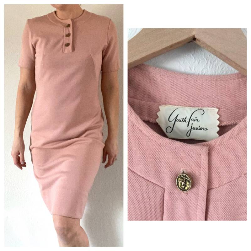 50Er/60Er Shift Kleid Vintage Kleidung Outfit Vtg Jugend Fair Juniors Kurzarm Henley Party Lässig Spaß Tragbar Leicht Samstag Markt Rosa von LimeSodaEclectic