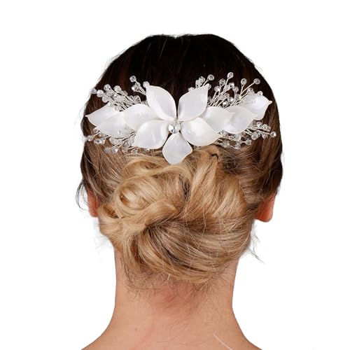 Limelia Damen Haarband mit Perlen und Kristallsteinen, Hochzeit Haarschmuck für die Braut, Hochzeitskostüm Accessoire Haarband Weiß von Limelia Wedding & Accessories