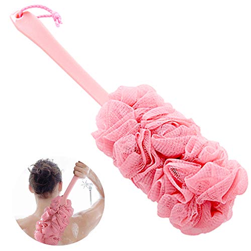 Limeow Duschschwamm mit Stiel Badeschwamm Mesh Duschschwamm Badeschwamm Zurück Scrubber Mesh Badebürste mit Langem Griff für Dusche Perfekt für Entspannende Muskeln für Männer und Frauen (Rosa) von Limeow