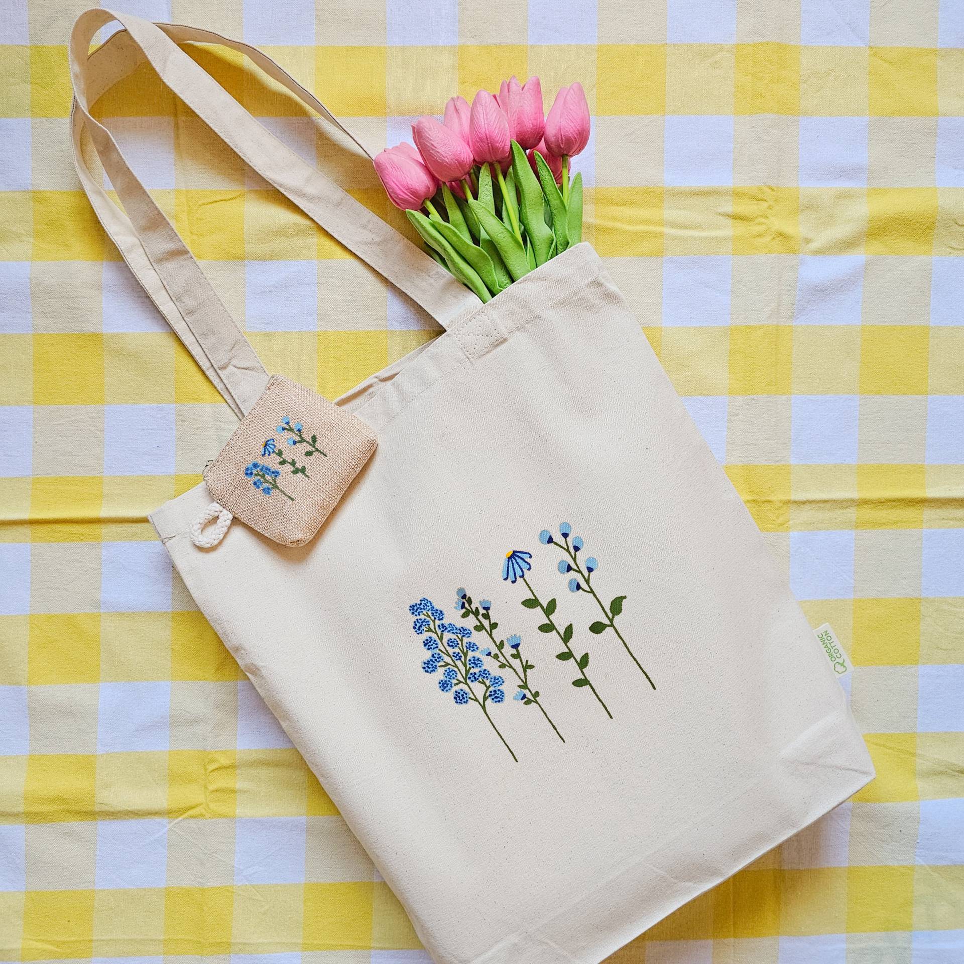 Stoffbeutel Und Stoffgeldbeutel-Paket, Handgemachtes Geschenk Zum Schulabschluss, Einkaufstasche Blumengeldbeutel, Schulabschlussgeschenk Für Mädchen Stoffbeutel Und Stoffgeldbeutel-Paket, Handgemachtes Geschenk Zum Schulabschluss, Einkaufstasche Blumengeldbeutel, Schulabschlussgeschenk Für Mädchen von Limeteart