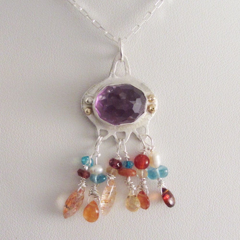 Konfetti Halskette/Anhänger - Sterling Silber Und 14K Vergoldung Mit Amethyst Perlen Konfetti Halskette/Anhänger - Sterling Silber Und 14K Vergoldung Mit Amethyst Perlen von LiminalArts