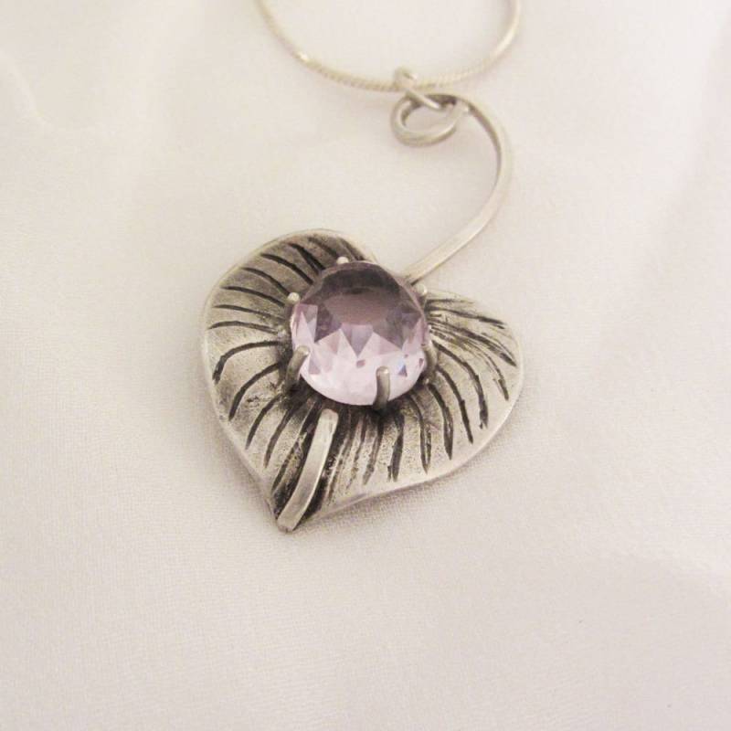 sterling Silber Kette/Anhänger - Herzblatt Mit Amethyst sterling Silber Kette/Anhänger - Herzblatt Mit Amethyst von LiminalArts