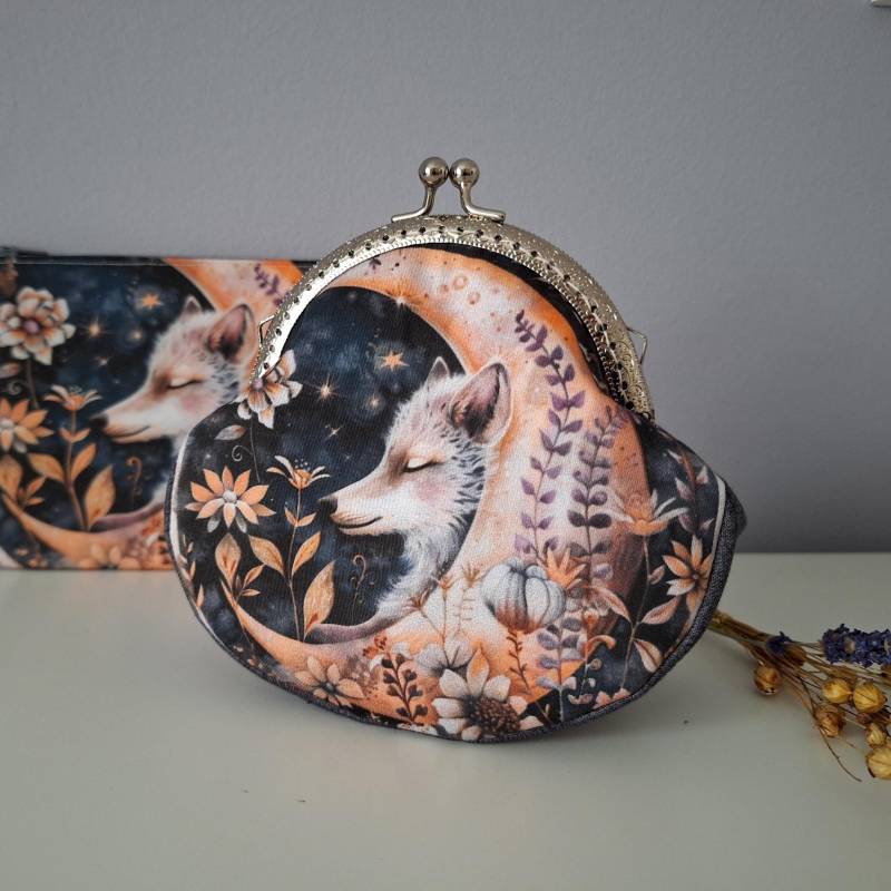 Wolf Und Mond Geldbörse Handgemachte Kiss Lock Clutch von Limispurses