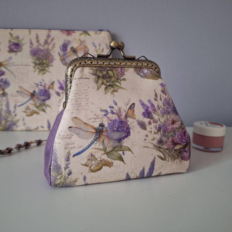 Libelle Geldbörse Handgemachte Baumwolle Kiss Lock Clutch von Limispurses