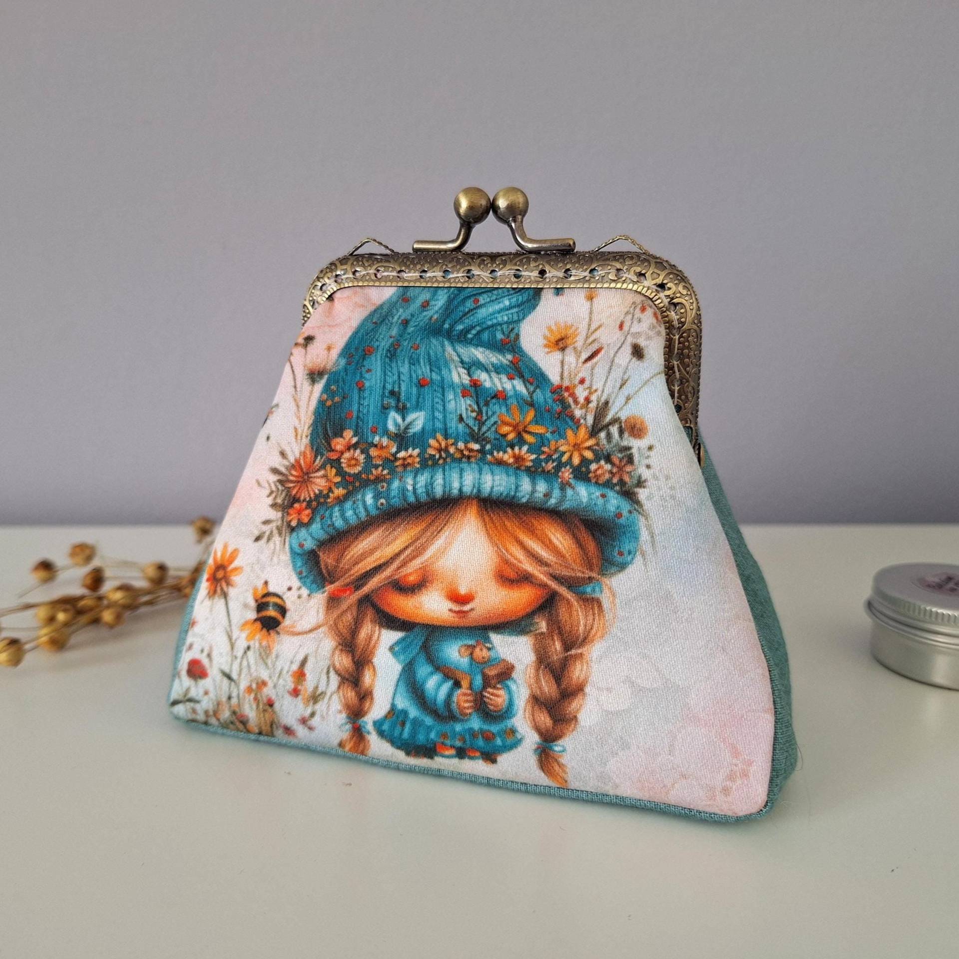 Portemonnaie Clutch Mit Kleinem Elfen Mädchen, Geldbörse Druckknopfverschluss, Woodland von Limispurses