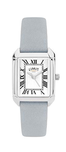 Limit Klassische Damen-Armbanduhr mit silberfarbenem Gehäuse und altrosblauem Armband. von Limit