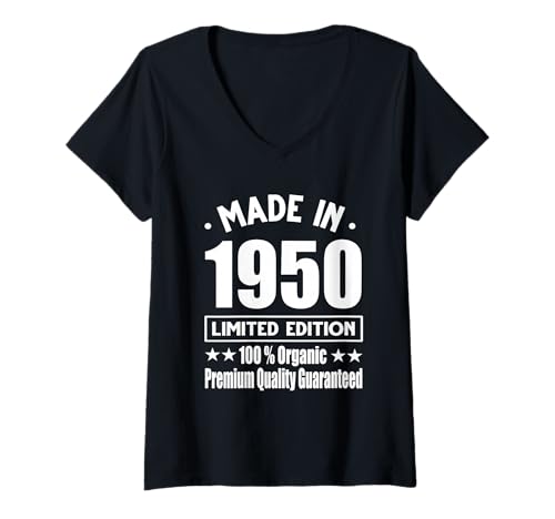 Damen Limitierte Auflage 1950 Geburtstag 1950 Geboren 1950 T-Shirt mit V-Ausschnitt Damen Limitierte Auflage 1950 Geburtstag 1950 Geboren 1950 T-Shirt mit V-Ausschnitt von Limited Edition 1950