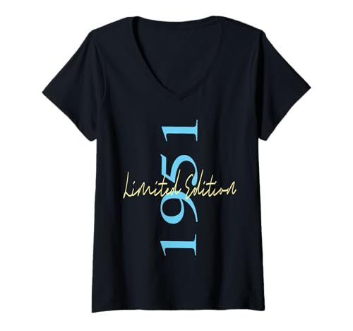 Damen Limitierte Auflage 1951 Geburtstag 1951 Born 1951 Vintage T-Shirt mit V-Ausschnitt Damen Limitierte Auflage 1951 Geburtstag 1951 Born 1951 Vintage T-Shirt mit V-Ausschnitt von Limited Edition 1951
