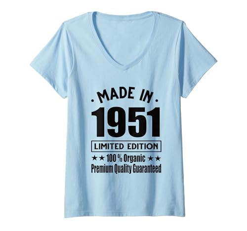 Damen Limitierte Auflage 1951 Geburtstag 1951 Geboren 1951 T-Shirt mit V-Ausschnitt Damen Limitierte Auflage 1951 Geburtstag 1951 Geboren 1951 T-Shirt mit V-Ausschnitt von Limited Edition 1951