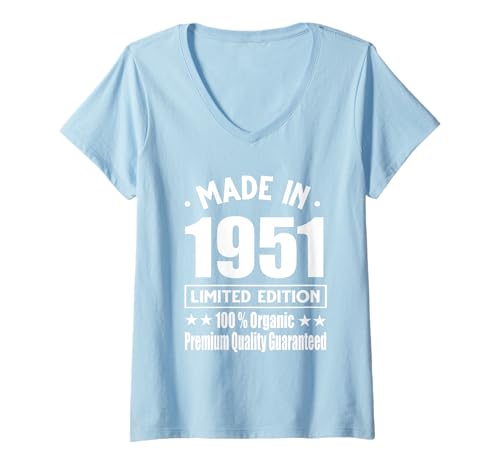 Damen Limitierte Auflage 1951 Geburtstag 1951 Geboren 1951 T-Shirt mit V-Ausschnitt Damen Limitierte Auflage 1951 Geburtstag 1951 Geboren 1951 T-Shirt mit V-Ausschnitt von Limited Edition 1951