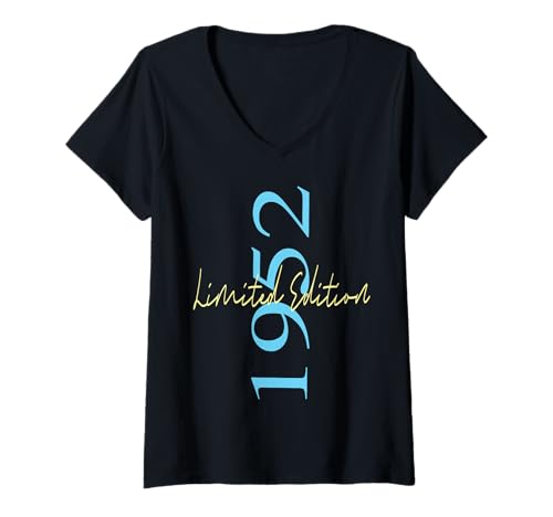 Damen Limitierte Auflage 1952 Geburtstag 1952 Geboren 1952 Vintage T-Shirt mit V-Ausschnitt Damen Limitierte Auflage 1952 Geburtstag 1952 Geboren 1952 Vintage T-Shirt mit V-Ausschnitt von Limited Edition 1952