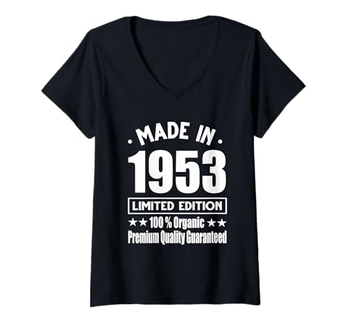 Damen Limitierte Auflage 1953 Geburtstag 1953 Geboren 1953 T-Shirt mit V-Ausschnitt Damen Limitierte Auflage 1953 Geburtstag 1953 Geboren 1953 T-Shirt mit V-Ausschnitt von Limited Edition 1953