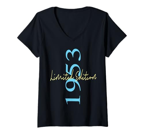 Damen Limitierte Auflage 1953 Geburtstag 1953 Geboren 1953 Vintage T-Shirt mit V-Ausschnitt Damen Limitierte Auflage 1953 Geburtstag 1953 Geboren 1953 Vintage T-Shirt mit V-Ausschnitt von Limited Edition 1953