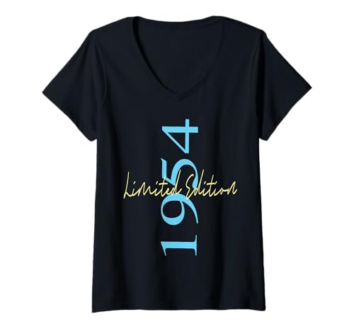 Damen Limitierte Auflage 1954 Geburtstag 1954 Born 1954 Vintage T-Shirt mit V-Ausschnitt Damen Limitierte Auflage 1954 Geburtstag 1954 Born 1954 Vintage T-Shirt mit V-Ausschnitt von Limited Edition 1954
