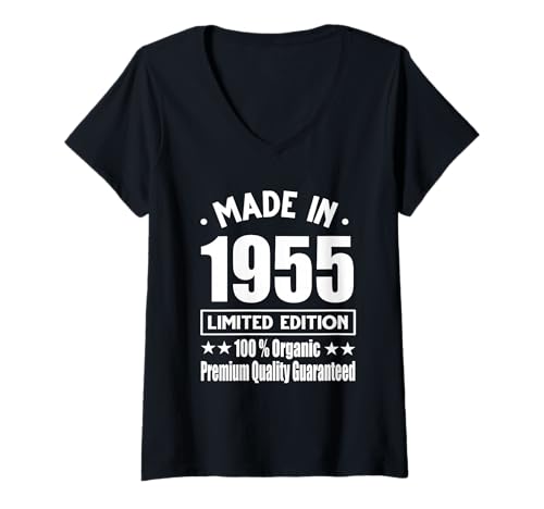 Damen Limitierte Auflage 1955 Geburtstag 1955 Geboren 1955 T-Shirt mit V-Ausschnitt Damen Limitierte Auflage 1955 Geburtstag 1955 Geboren 1955 T-Shirt mit V-Ausschnitt von Limited Edition 1955
