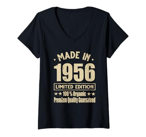 Damen Limitierte Auflage 1956 Geburtstag 1956 Geboren 1956 T-Shirt mit V-Ausschnitt Damen Limitierte Auflage 1956 Geburtstag 1956 Geboren 1956 T-Shirt mit V-Ausschnitt von Limited Edition 1956