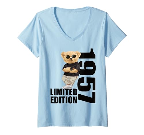 Damen Limited Edition 1957 Bär Bären Geburtstag 1957 Jahrgang 1957 T-Shirt mit V-Ausschnitt Damen Limited Edition 1957 Bär Bären Geburtstag 1957 Jahrgang 1957 T-Shirt mit V-Ausschnitt von Limited Edition 1957