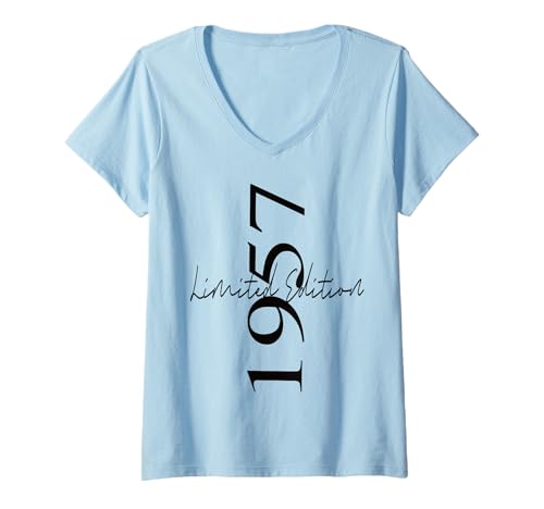 Damen Limitierte Auflage 1957 Geburtstag 1957 Born in 1957 Vintage T-Shirt mit V-Ausschnitt Damen Limitierte Auflage 1957 Geburtstag 1957 Born in 1957 Vintage T-Shirt mit V-Ausschnitt von Limited Edition 1957