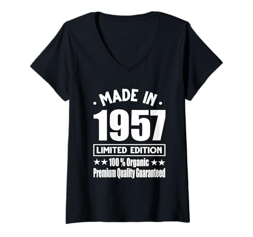 Damen Limitierte Auflage 1957 Geburtstag 1957 Geboren 1957 T-Shirt mit V-Ausschnitt Damen Limitierte Auflage 1957 Geburtstag 1957 Geboren 1957 T-Shirt mit V-Ausschnitt von Limited Edition 1957