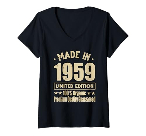 Damen Limitierte Auflage 1959 Geburtstag 1959 Geboren 1959 T-Shirt mit V-Ausschnitt Damen Limitierte Auflage 1959 Geburtstag 1959 Geboren 1959 T-Shirt mit V-Ausschnitt von Limited Edition 1959