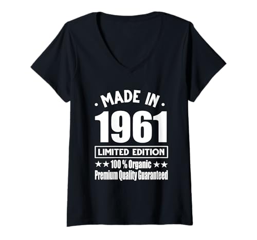 Damen Limitierte Auflage 1961 Geburtstag 1961 Geboren 1961 T-Shirt mit V-Ausschnitt Damen Limitierte Auflage 1961 Geburtstag 1961 Geboren 1961 T-Shirt mit V-Ausschnitt von Limited Edition 1961